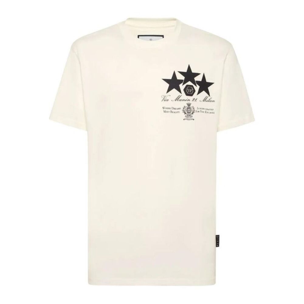 PHILIPP PLEIN Men's Graphic Print Cotton T-Shirt Men Beige T-Shirts